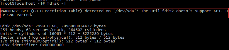 Linux 大于2TB以上分区 parted 分区方式创建GPT分区表-808