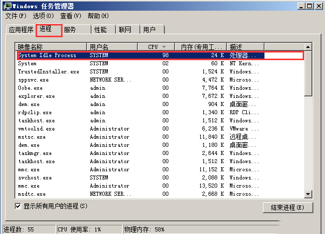 Windows 2008任务管理器的查看-1694