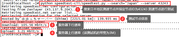 Centos下使用SpeedTest自选节点网速测试-2498