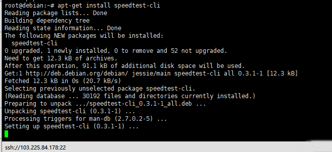 Debian8系统如何使用speedtest-cli测试网速-4287